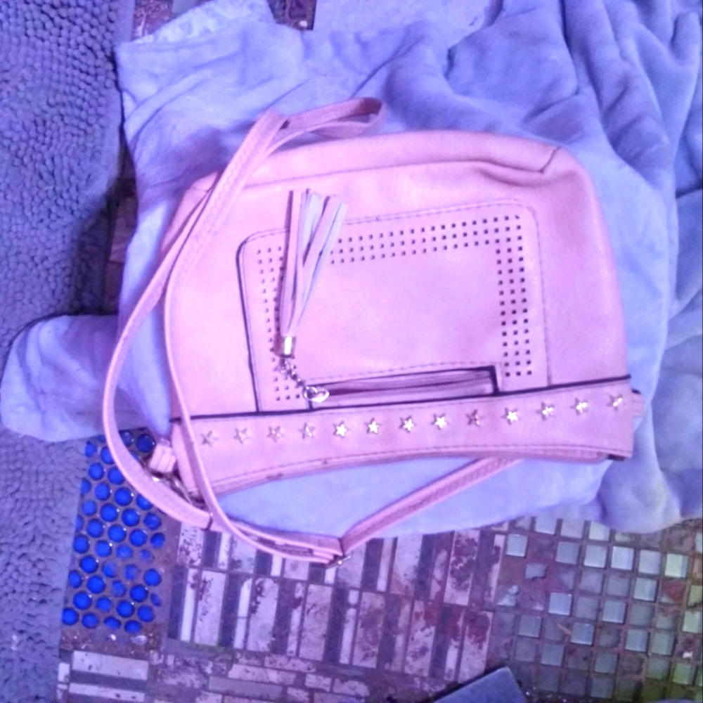 Pink leather star purse